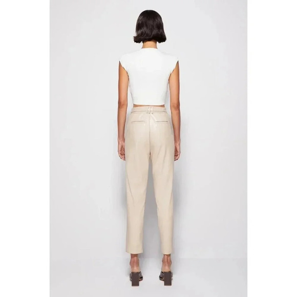 Jonathan Simkhai NWT Pauline Vegan Leather Belted Crop Pant in Moonstone Size 0 - Picture 4 of 12